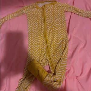 Little Sleepies Yellow and White Chevron Onesie